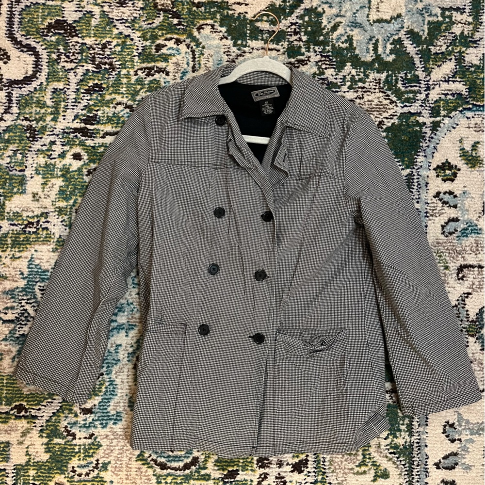 Houndstooth Double-Breasted Blazer